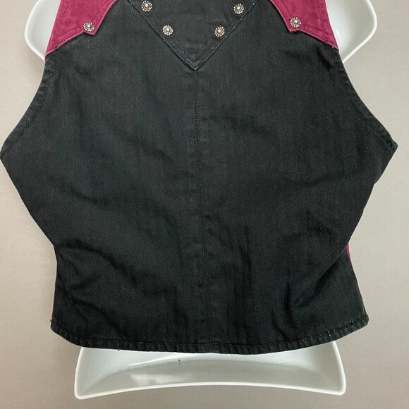Vintage Western Ethics Jeans Vest Top Pants Country Maroon Black Women Two Tone - Picture 13 of 16